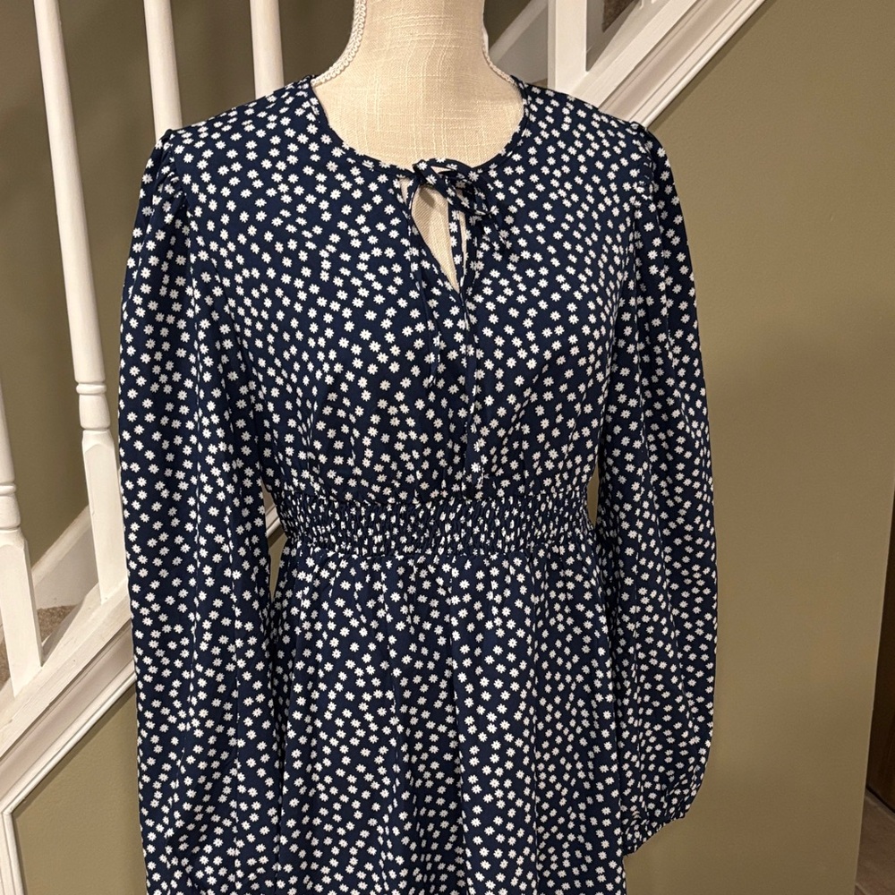 Maternity Navy and White Polka Dot Dress